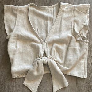 Abercrombie linen tie front shirt / size S